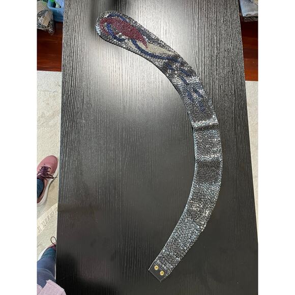 Vintage 80's Marchan Luxurious Beaded Belt with Leather Backing - Picture 3 of 5